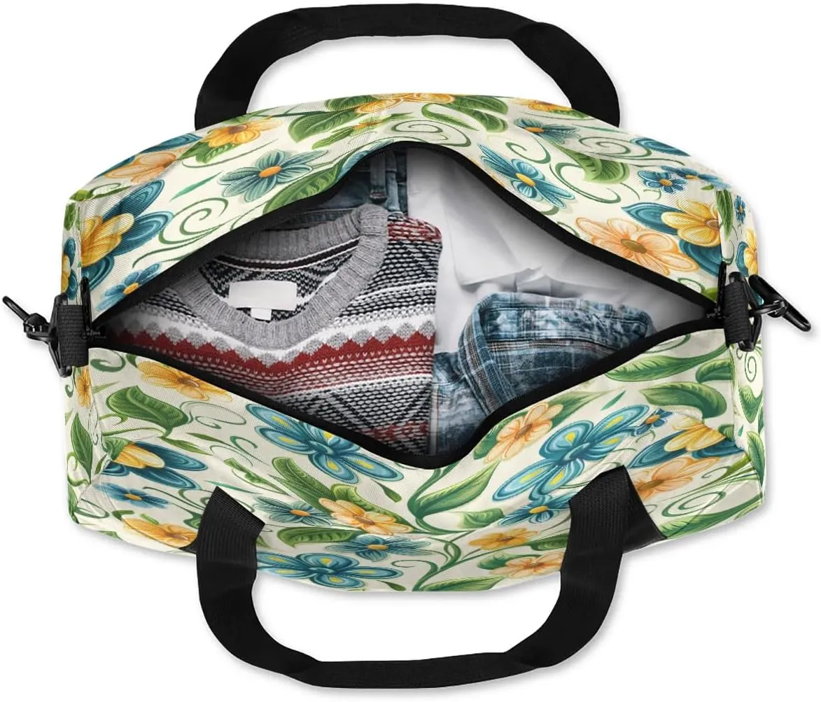 Sport Duffel Bag Cute Flower Leaf Kids Gym Bag Weekender Overnight Bags for Boys Girls Teens Carry On Workout Travel Bag