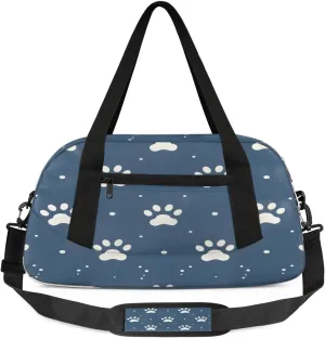 Sport Duffel Bag Cute Paw Prints Kids Gym Bag Weekender Overnight Bags for Boys Girls Teens Carry On Workout Travel Bag