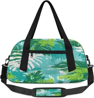 Sport Duffel Bag Fern Leaf Theme Kids Gym Bag Weekender Overnight Bags for Boys Girls Teens Carry On Workout Travel Bag