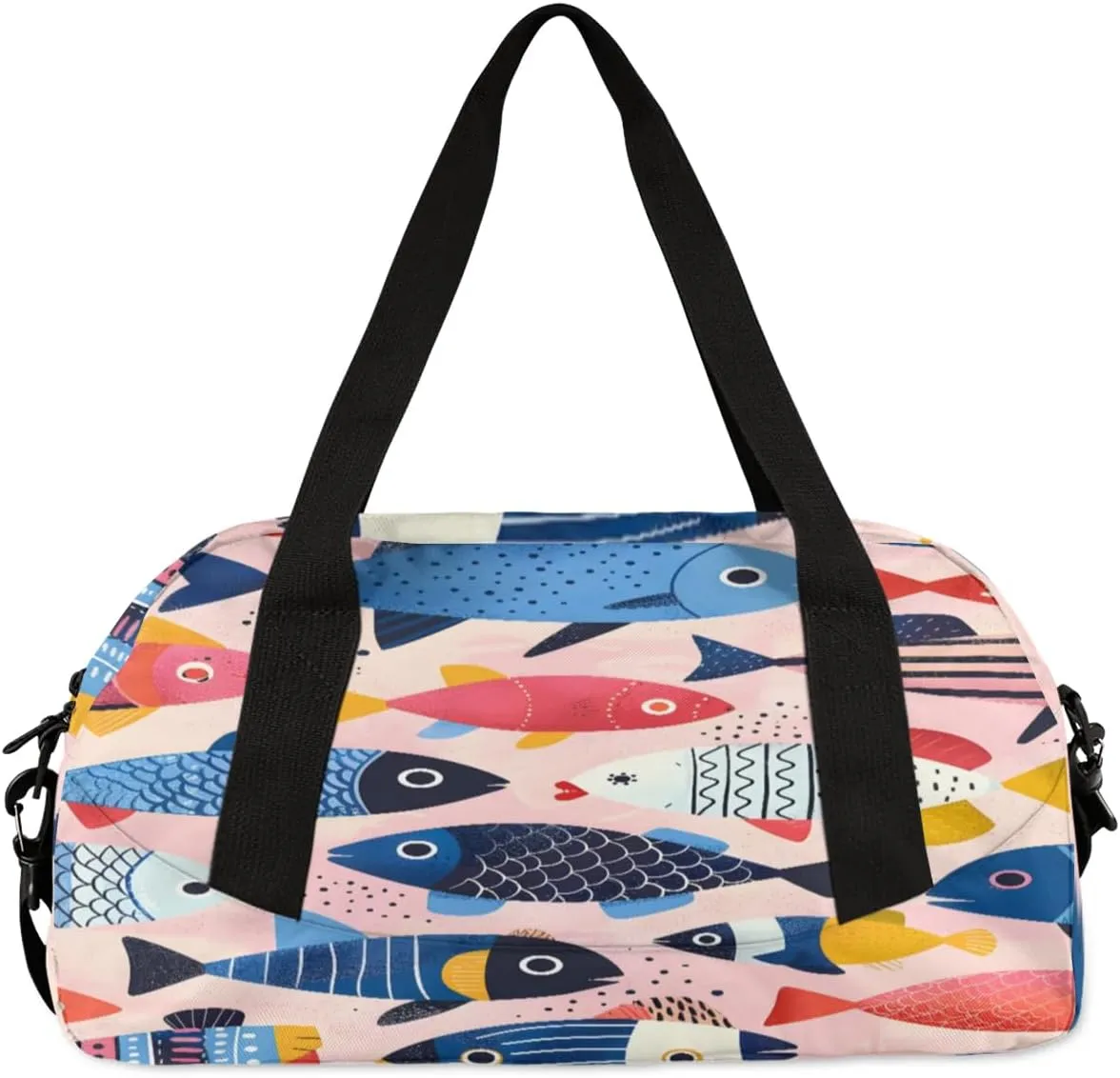 Sport Duffel Bag Fishes Theme Kids Gym Bag Weekender Overnight Bags for Boys Girls Teens Carry On Workout Travel Bag