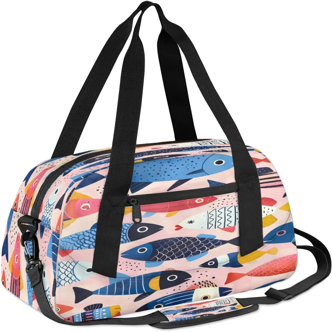 Sport Duffel Bag Fishes Theme Kids Gym Bag Weekender Overnight Bags for Boys Girls Teens Carry On Workout Travel Bag