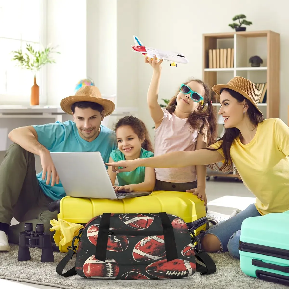 Sport Duffel Bag Football Prints Kids Gym Bag Weekender Overnight Bags for Boys Girls Teens Carry On Workout Travel Bag