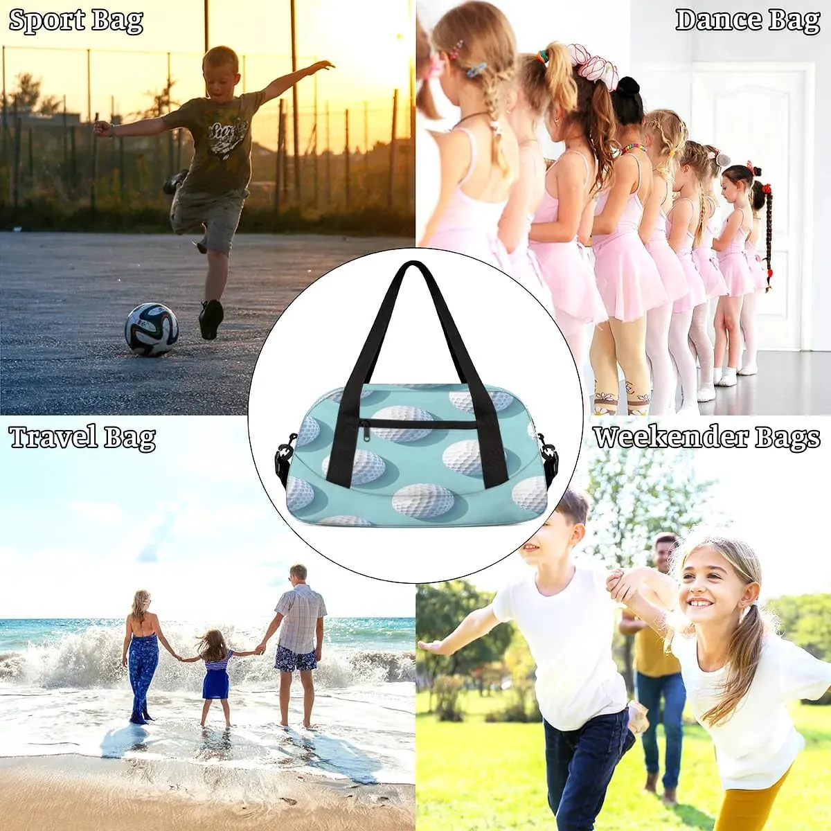 Sport Duffel Bag Golf Balls Kids Gym Bag Weekender Overnight Bags for Boys Girls Teens Carry On Workout Travel Bag