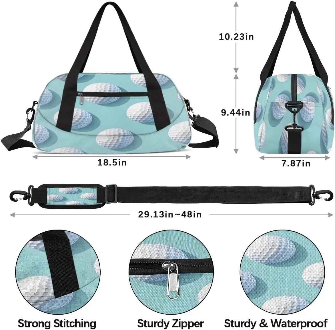 Sport Duffel Bag Golf Balls Kids Gym Bag Weekender Overnight Bags for Boys Girls Teens Carry On Workout Travel Bag