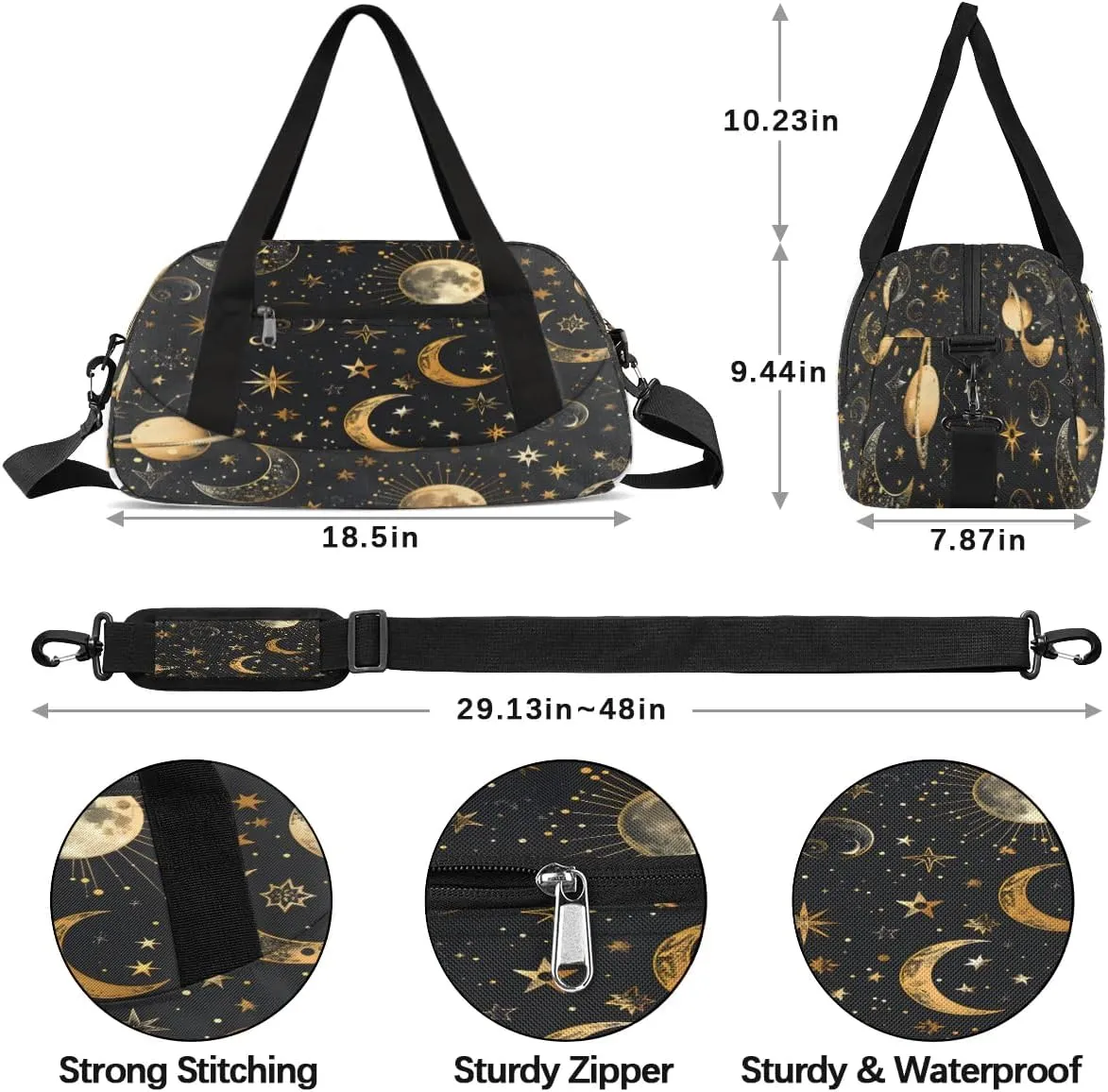 Sport Duffel Bag Sun Star Moon Kids Gym Bag Weekender Overnight Bags for Boys Girls Teens Carry On Workout Travel Bag