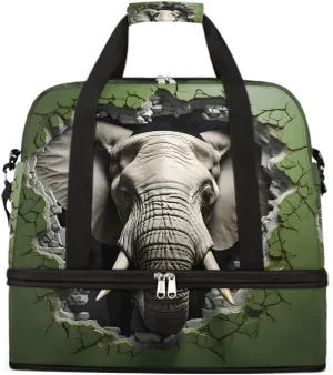Sports Gym Bag Animal Elephant Creative Large Travel Duffel Bag With Shoe Compartment Foldable Waterproof Carry-On Weekend Travel Bags for Camping Overnight Yoga Hospital Travel Bags