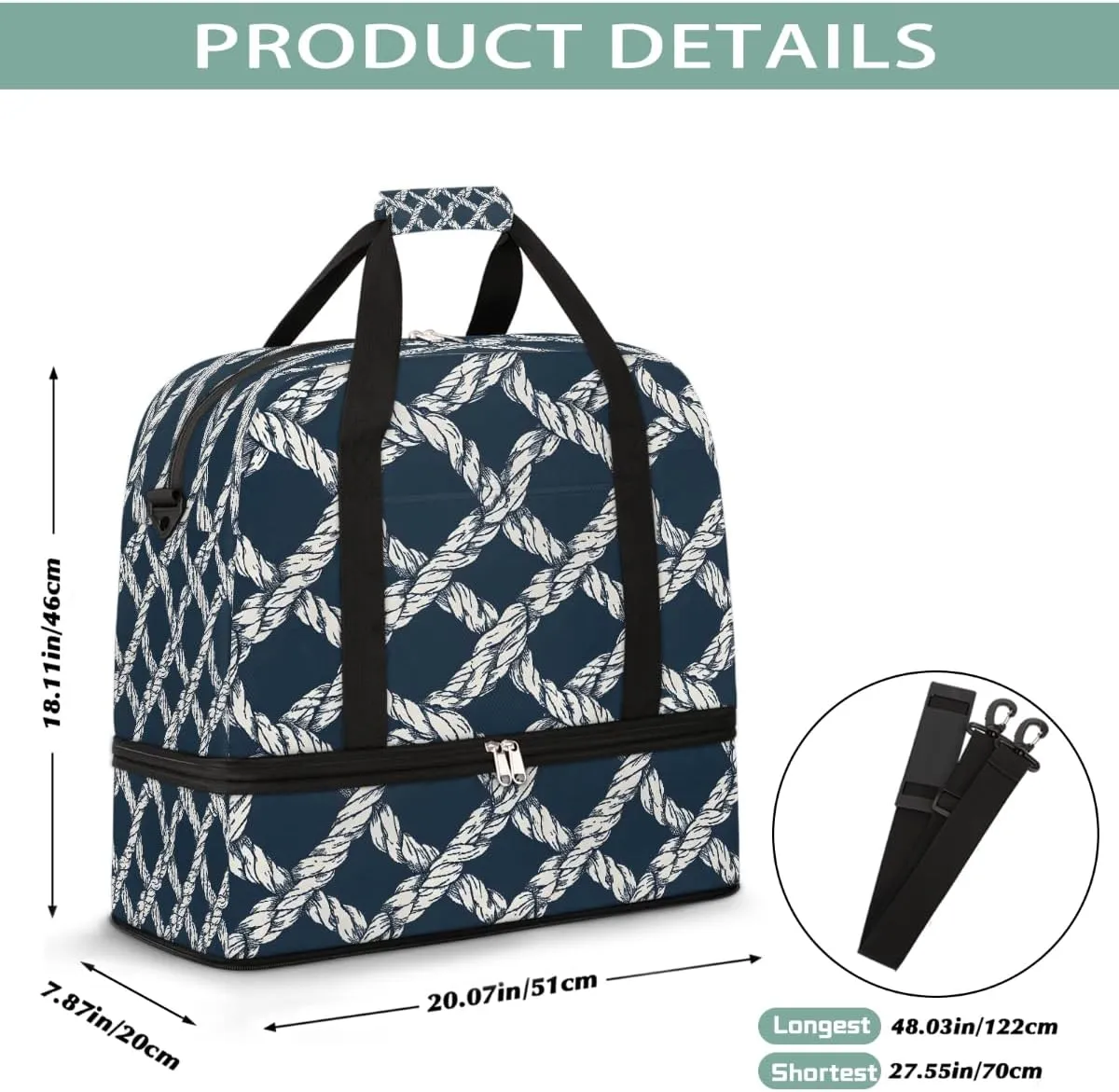 Sports Gym Bag Black And White Grid Rope Large Travel Duffel Bag With Shoe Compartment Foldable Waterproof Carry-On Weekend Travel Bags for Camping Overnight Yoga Hospital Travel Bags
