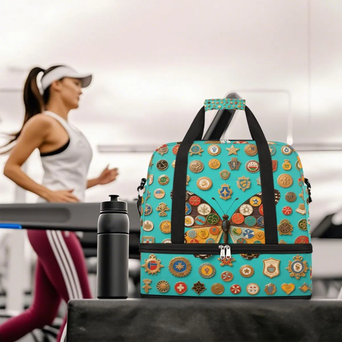 Sports Gym Bag Butterfly Creative Pattern Large Travel Duffel Bag With Shoe Compartment Foldable Waterproof Carry-On Weekend Travel Bags for Camping Overnight Yoga Hospital Travel Bags