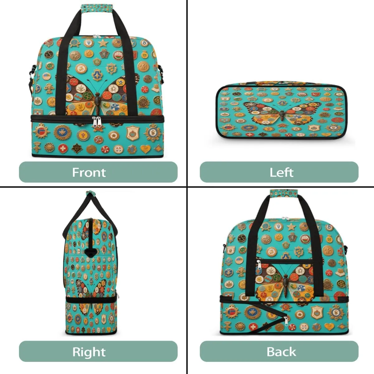 Sports Gym Bag Butterfly Creative Pattern Large Travel Duffel Bag With Shoe Compartment Foldable Waterproof Carry-On Weekend Travel Bags for Camping Overnight Yoga Hospital Travel Bags