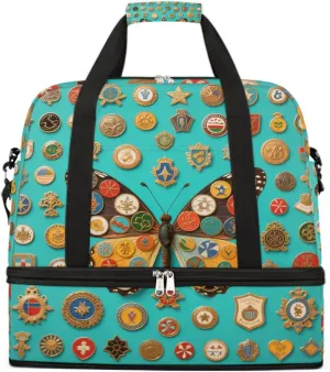 Sports Gym Bag Butterfly Creative Pattern Large Travel Duffel Bag With Shoe Compartment Foldable Waterproof Carry-On Weekend Travel Bags for Camping Overnight Yoga Hospital Travel Bags