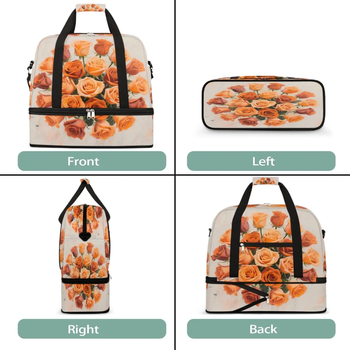 Sports Gym Bag Chalk Drawing Flower Rose Large Travel Duffel Bag With Shoe Compartment Foldable Waterproof Carry-On Weekend Travel Bags for Camping Overnight Yoga Hospital Travel Bags