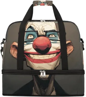 Sports Gym Bag Clown Glasses Creative Large Travel Duffel Bag With Shoe Compartment Foldable Waterproof Carry-On Weekend Travel Bags for Camping Overnight Yoga Hospital Travel Bags