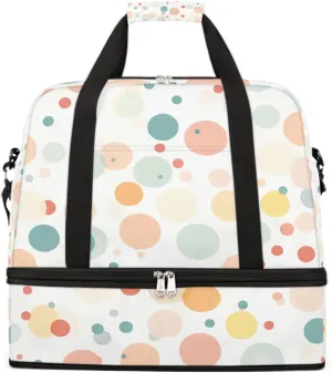 Sports Gym Bag Colorful Dots Large Travel Duffel Bag With Shoe Compartment Foldable Waterproof Carry-On Weekend Travel Bags for Camping Overnight Yoga Hospital Travel Bags