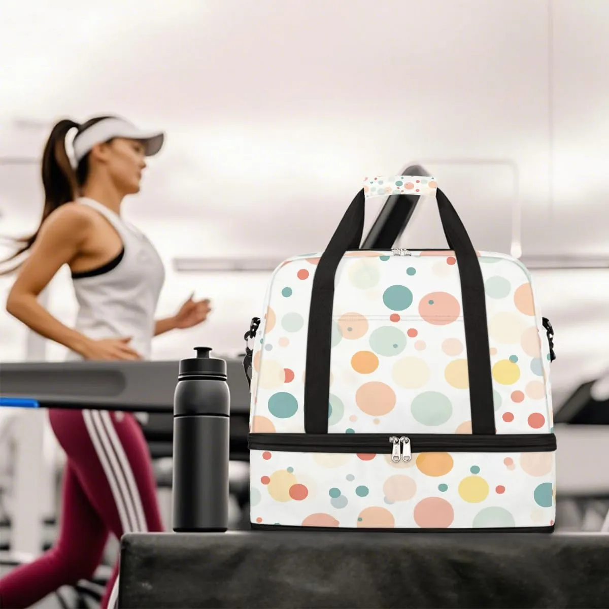 Sports Gym Bag Colorful Dots Large Travel Duffel Bag With Shoe Compartment Foldable Waterproof Carry-On Weekend Travel Bags for Camping Overnight Yoga Hospital Travel Bags