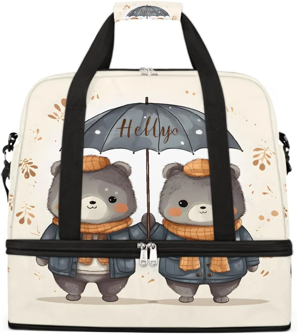 Sports Gym Bag Cute Little Gray Raccoon Large Travel Duffel Bag With Shoe Compartment Foldable Waterproof Carry-On Weekend Travel Bags for Camping Overnight Yoga Hospital Travel Bags