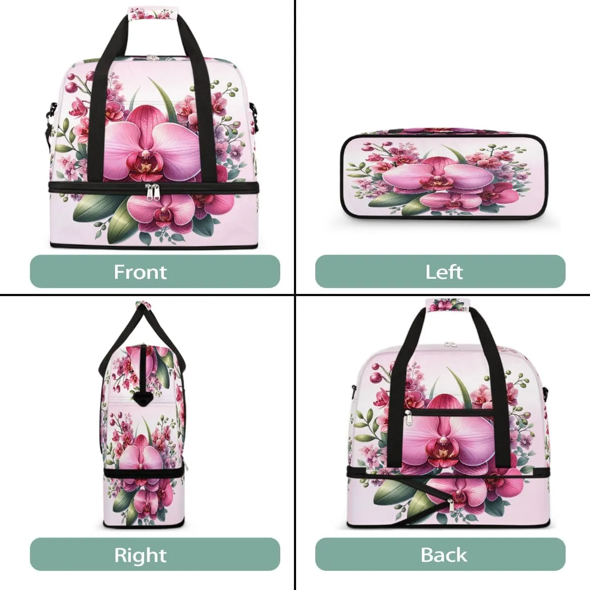 Sports Gym Bag Flower Floral， 28 Large Travel Duffel Bag With Shoe Compartment Foldable Waterproof Carry-On Weekend Travel Bags for Camping Overnight Yoga Hospital Travel Bags
