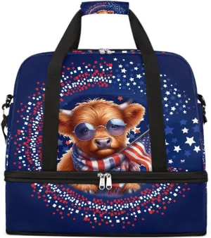 Sports Gym Bag Independence Day ，3 Large Travel Duffel Bag With Shoe Compartment Foldable Waterproof Carry-On Weekend Travel Bags for Camping Overnight Yoga Hospital Travel Bags