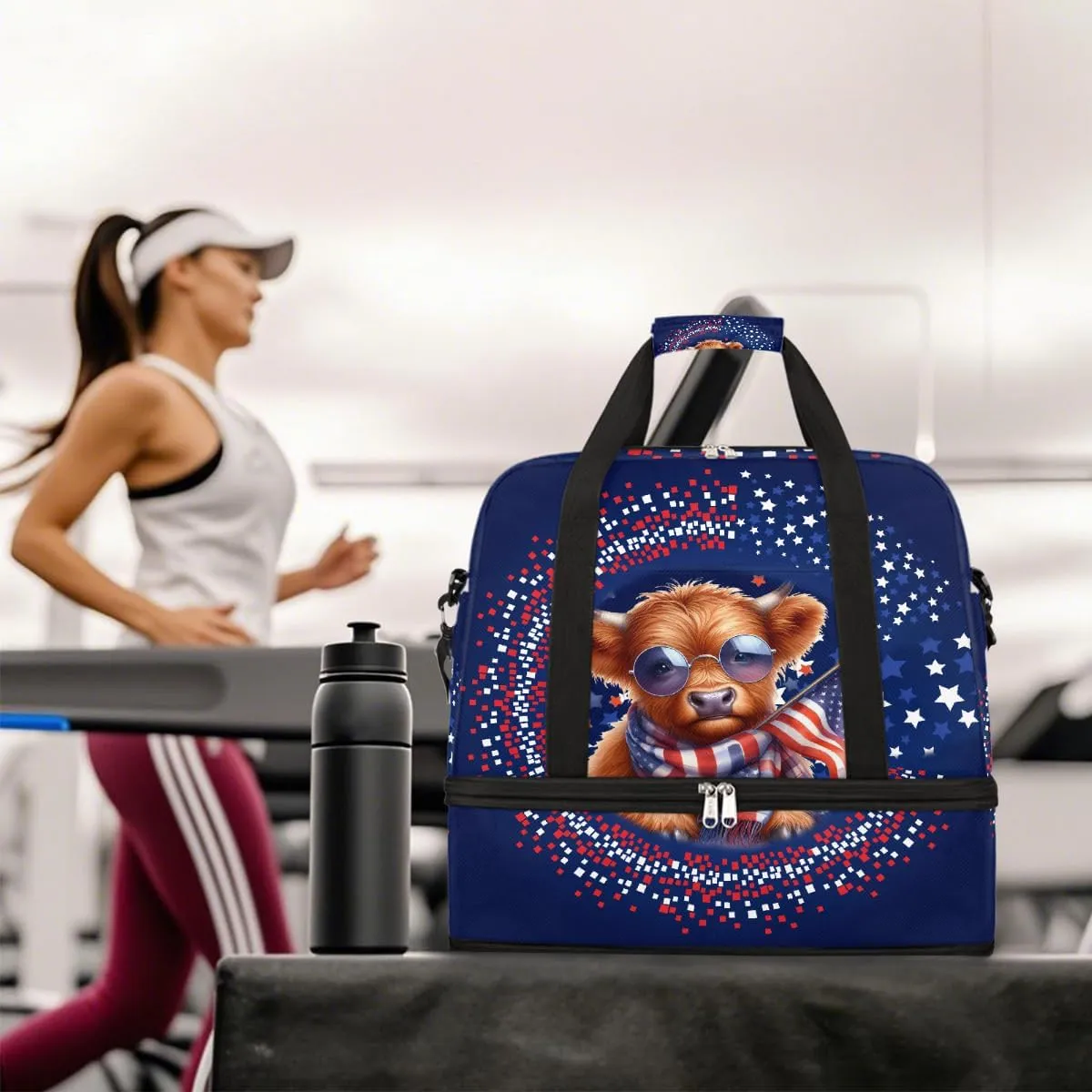 Sports Gym Bag Independence Day ，3 Large Travel Duffel Bag With Shoe Compartment Foldable Waterproof Carry-On Weekend Travel Bags for Camping Overnight Yoga Hospital Travel Bags