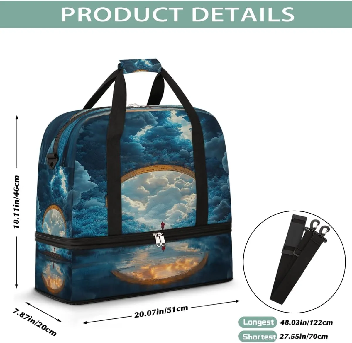 Sports Gym Bag Landscape Dream Moon Large Travel Duffel Bag With Shoe Compartment Foldable Waterproof Carry-On Weekend Travel Bags for Camping Overnight Yoga Hospital Travel Bags