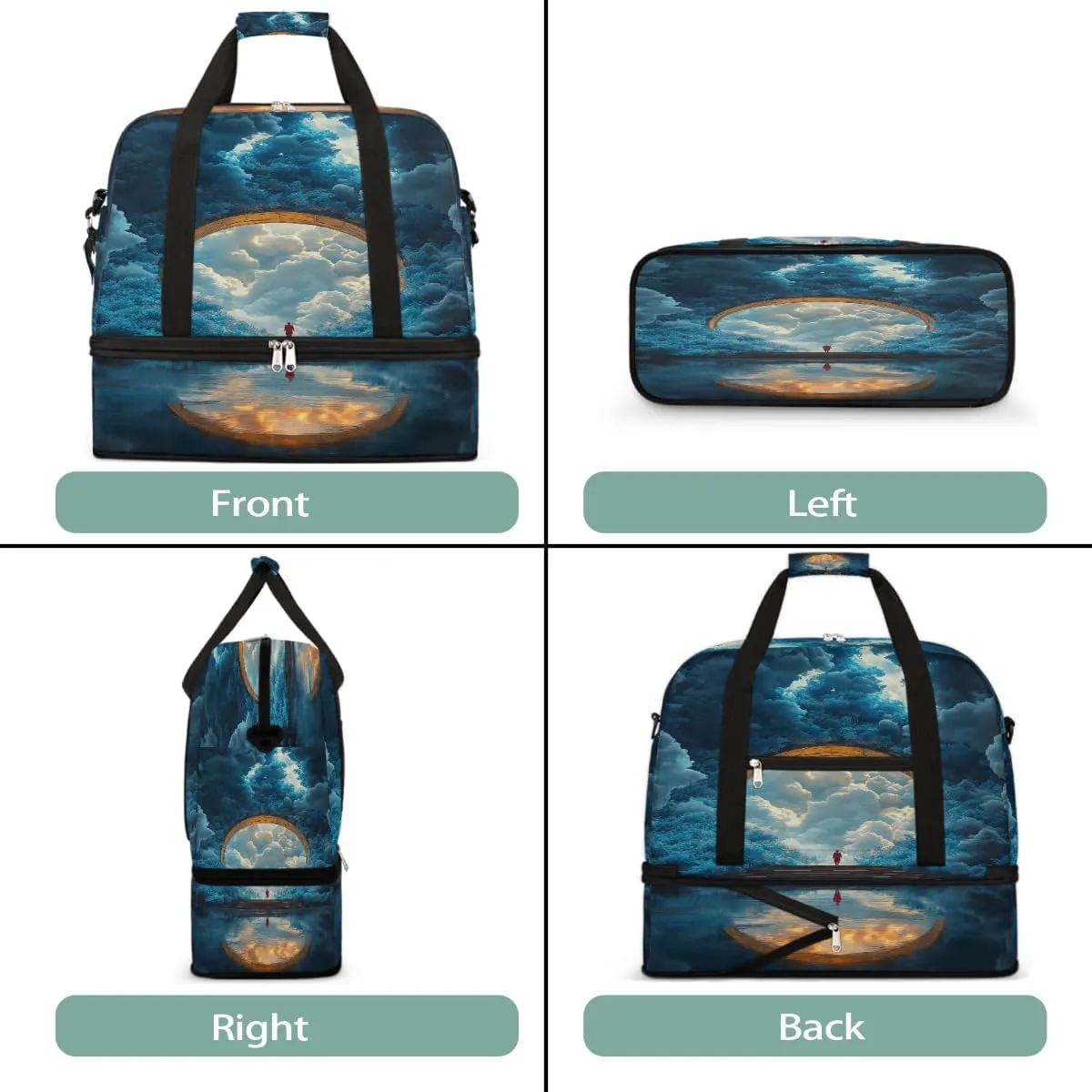 Sports Gym Bag Landscape Dream Moon Large Travel Duffel Bag With Shoe Compartment Foldable Waterproof Carry-On Weekend Travel Bags for Camping Overnight Yoga Hospital Travel Bags