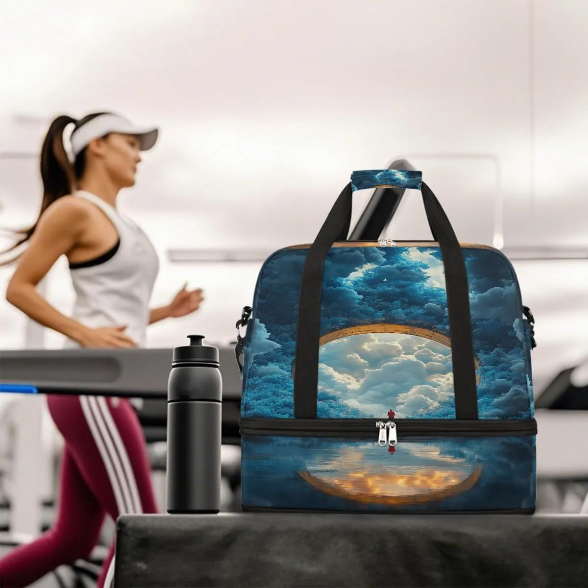 Sports Gym Bag Landscape Dream Moon Large Travel Duffel Bag With Shoe Compartment Foldable Waterproof Carry-On Weekend Travel Bags for Camping Overnight Yoga Hospital Travel Bags