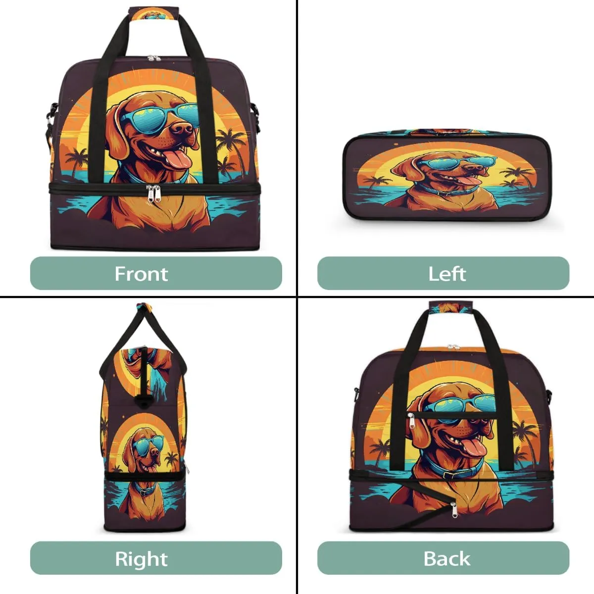 Sports Gym Bag Landscape Tree Dog Large Travel Duffel Bag With Shoe Compartment Foldable Waterproof Carry-On Weekend Travel Bags for Camping Overnight Yoga Hospital Travel Bags