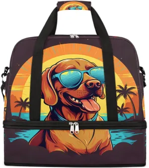 Sports Gym Bag Landscape Tree Dog Large Travel Duffel Bag With Shoe Compartment Foldable Waterproof Carry-On Weekend Travel Bags for Camping Overnight Yoga Hospital Travel Bags