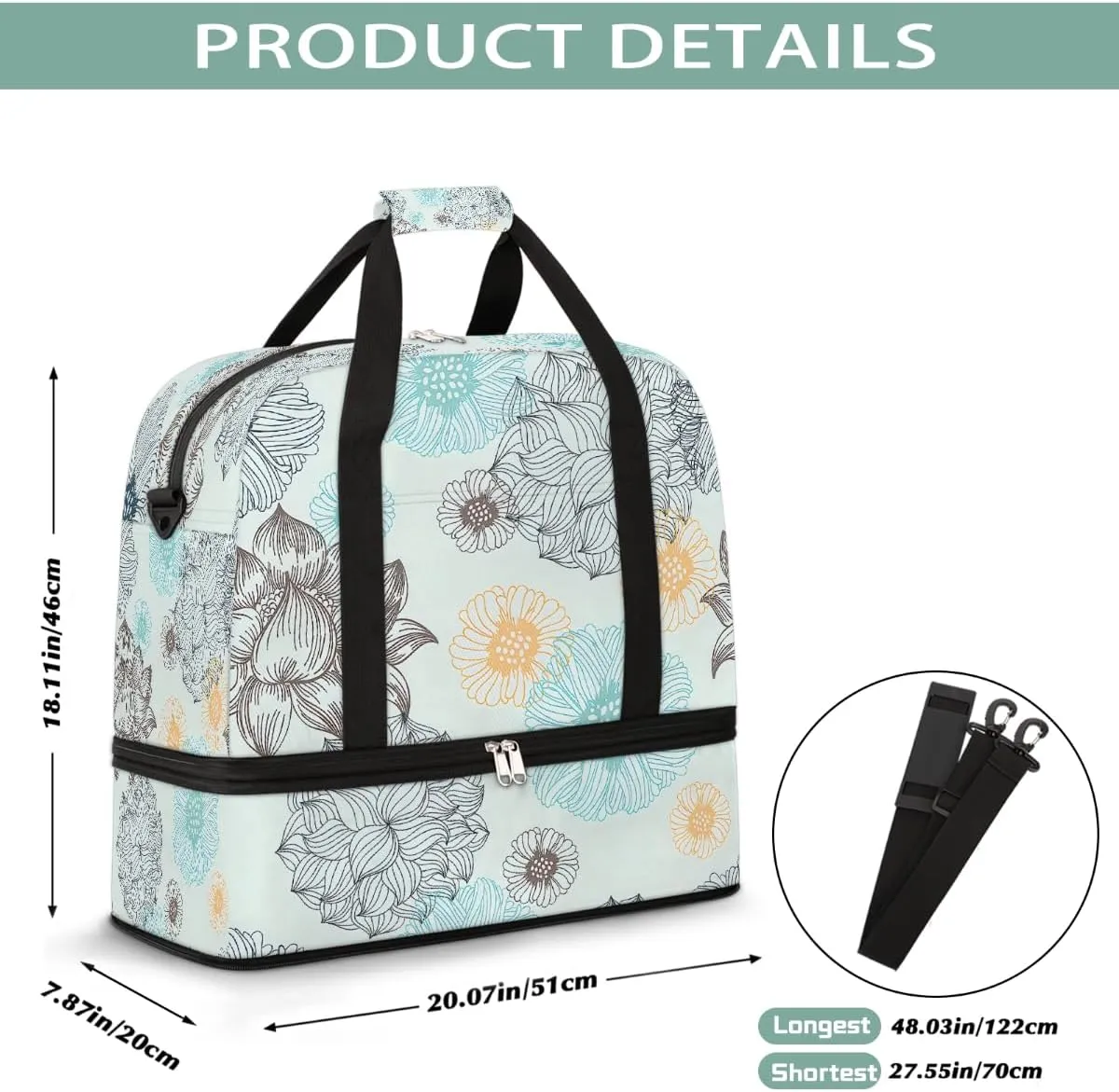 Sports Gym Bag Pattern Ethnic Style Mandala Large Travel Duffel Bag With Shoe Compartment Foldable Waterproof Carry-On Weekend Travel Bags for Camping Overnight Yoga Hospital Travel Bags