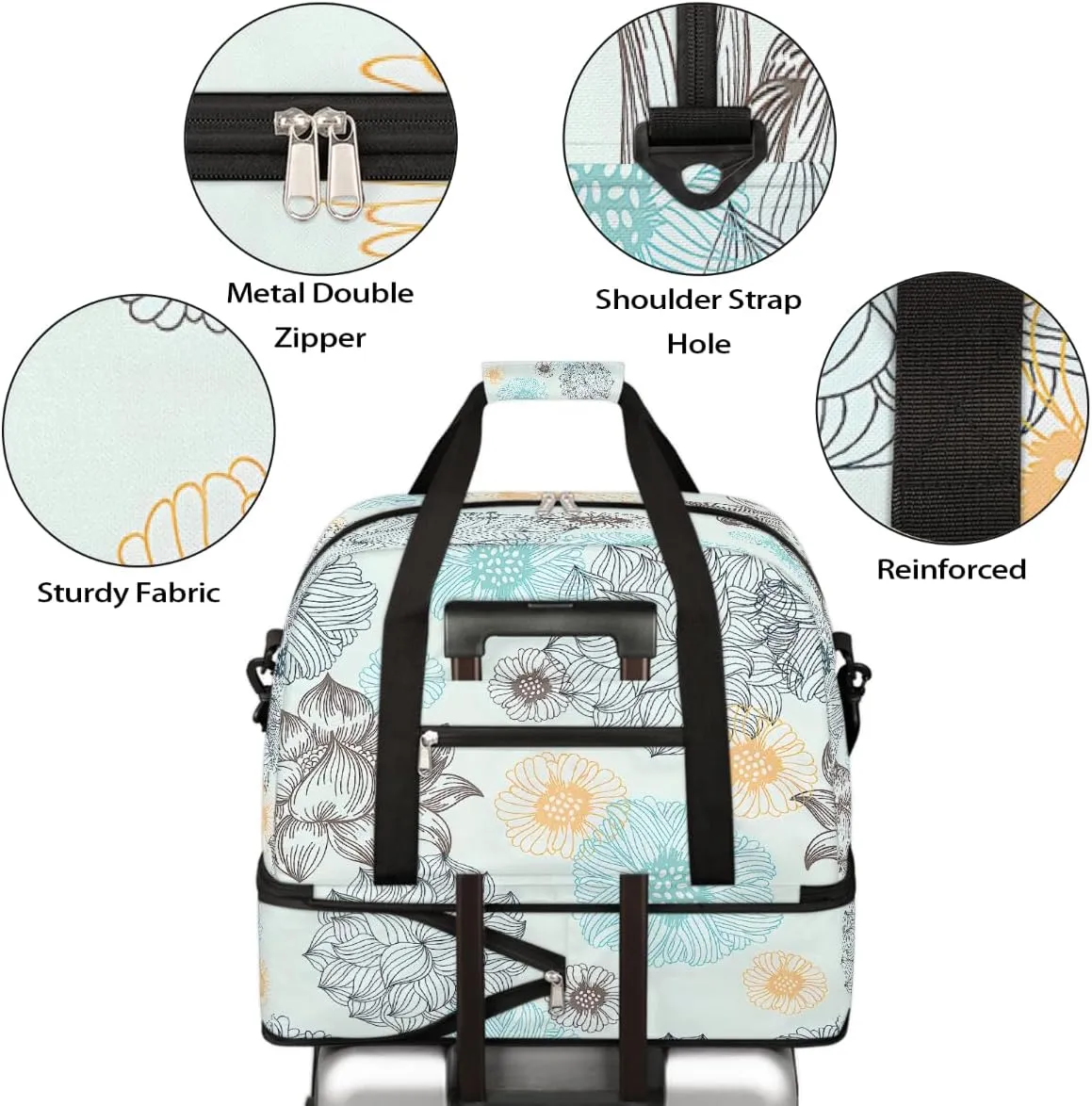 Sports Gym Bag Pattern Ethnic Style Mandala Large Travel Duffel Bag With Shoe Compartment Foldable Waterproof Carry-On Weekend Travel Bags for Camping Overnight Yoga Hospital Travel Bags