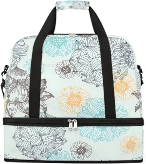 Sports Gym Bag Pattern Ethnic Style Mandala Large Travel Duffel Bag With Shoe Compartment Foldable Waterproof Carry-On Weekend Travel Bags for Camping Overnight Yoga Hospital Travel Bags