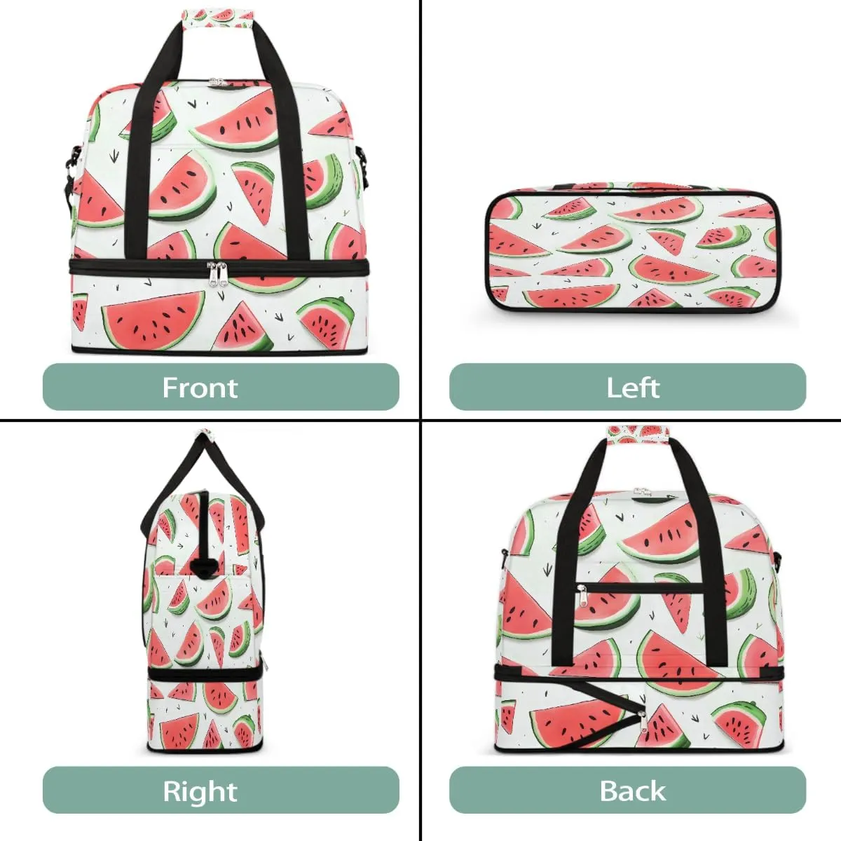 Sports Gym Bag Watermelon Pattern Large Travel Duffel Bag With Shoe Compartment Foldable Waterproof Carry-On Weekend Travel Bags for Camping Overnight Yoga Hospital Travel Bags