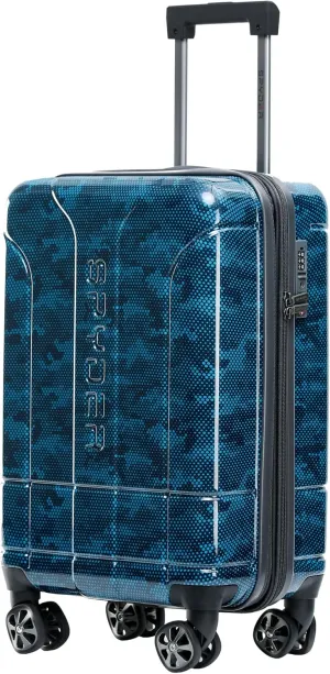 Spyder Matrix 20 Inch Expandable Hardside Upright Suitcase with 360° Spinner Wheels, TSA Approved Lock, Blue
