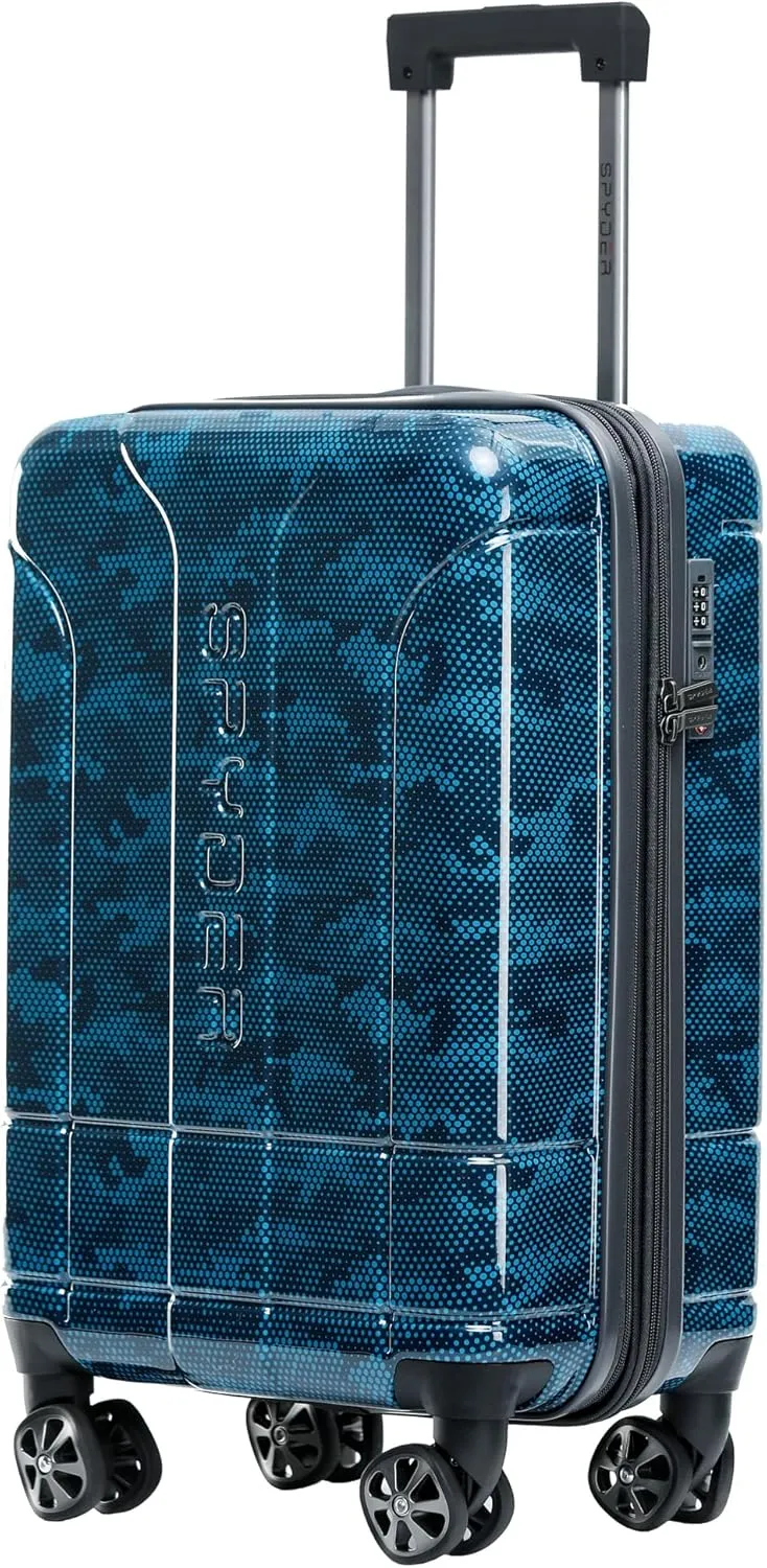 Spyder Matrix 20 Inch Expandable Hardside Upright Suitcase with 360° Spinner Wheels, TSA Approved Lock, Blue