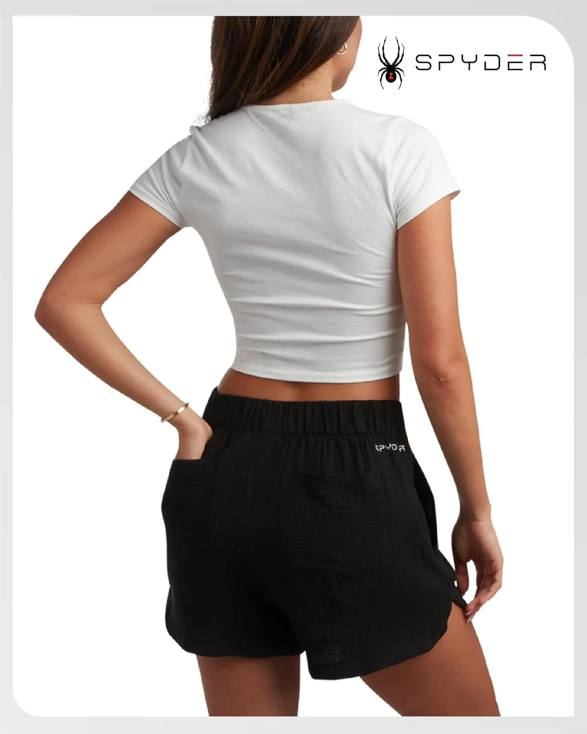 Spyder Womens Athletic Shorts - Lightweight Woven Pull On Workout Shorts for Women with Pockets for Gym and Casual Daily Wear