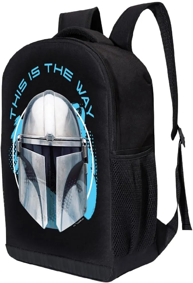 STAR WARS Officially Licensed Backpack For Boys - Durable Polyester - Laptop Sleeve - Adjustable Straps - 17" H x 12" W x 6" D (This Is The Way)