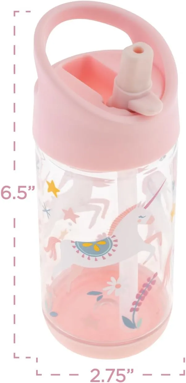 Stephen Joseph, Kids Flip Top Water Bottle, 10 oz Tritan BPA Free, Water Bottle for Girls & Boys, Back to School Flip Top Bottle, Charcoal Flower
