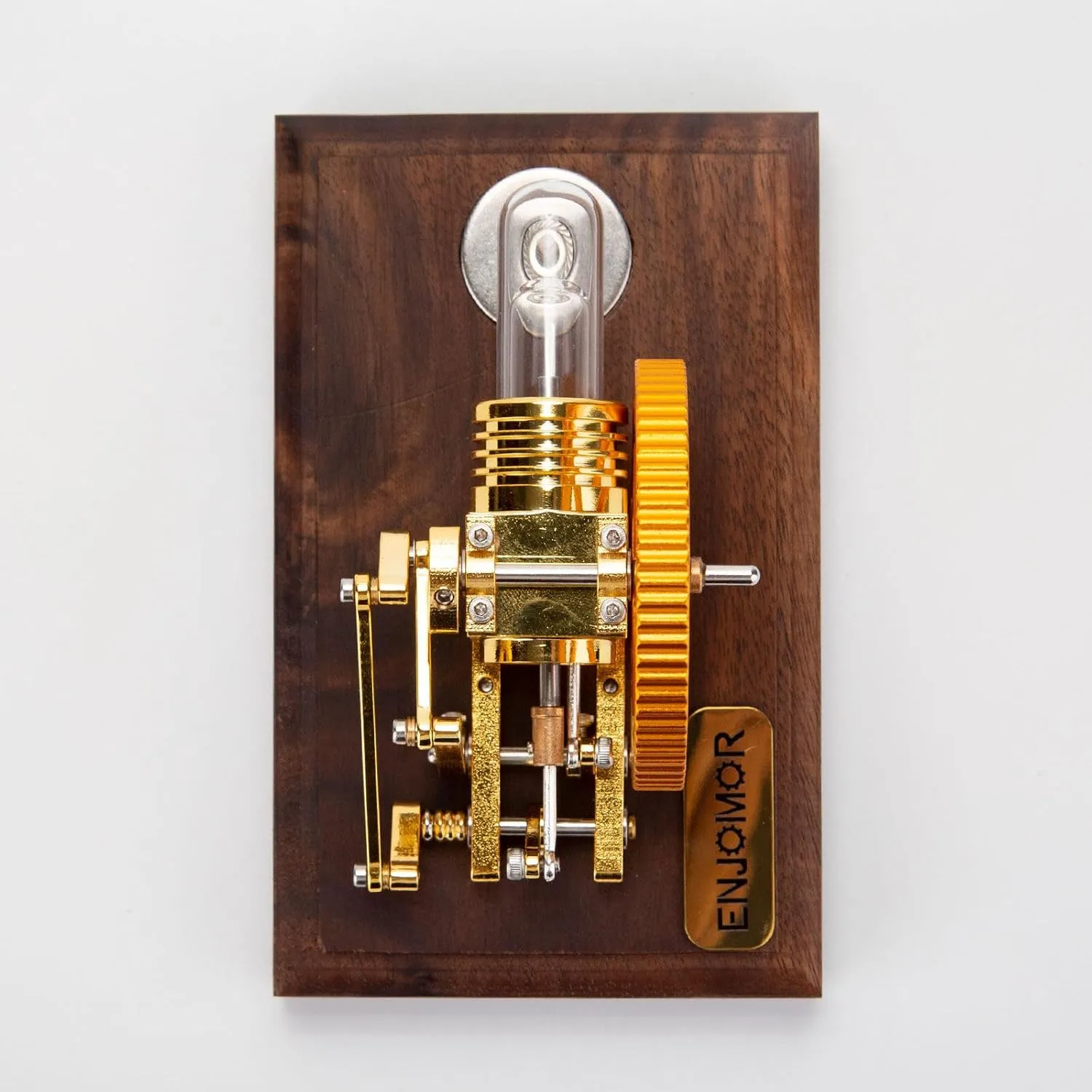 Stirling Engine Model Kit, Mini Hot-Air Stirling Engine with Bamboo Base for Physical Science Experiment Display