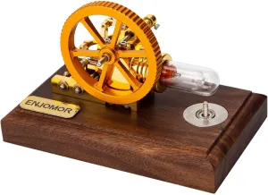 Stirling Engine Model Kit, Mini Hot-Air Stirling Engine with Bamboo Base for Physical Science Experiment Display
