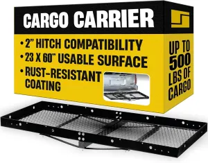 Stromberg Carlson CC-100 Cargo Carrier - 23" x 60" RV Cargo Caddy - Trailer Caddy for RVs and Campers - Hitch Cargo Carrier Fits 2" Receiver - Supports Up to 500lbs of Cargo
