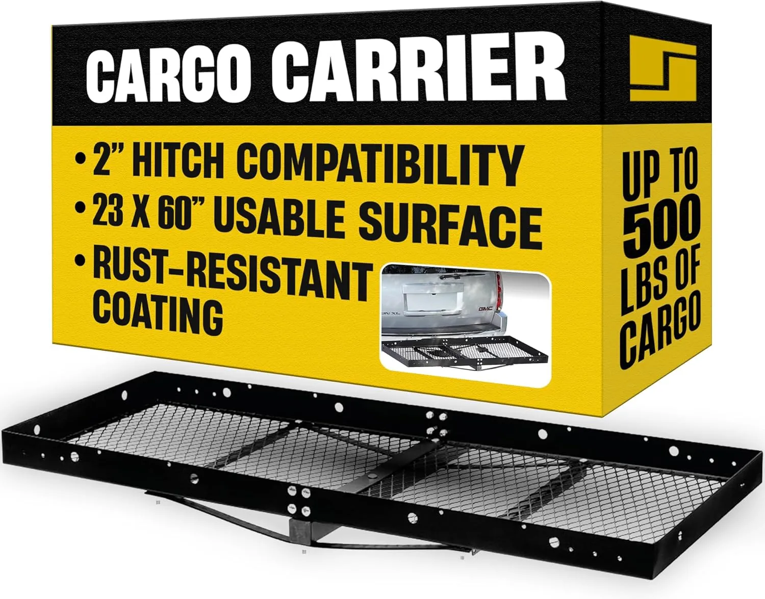 Stromberg Carlson CC-100 Cargo Carrier - 23" x 60" RV Cargo Caddy - Trailer Caddy for RVs and Campers - Hitch Cargo Carrier Fits 2" Receiver - Supports Up to 500lbs of Cargo