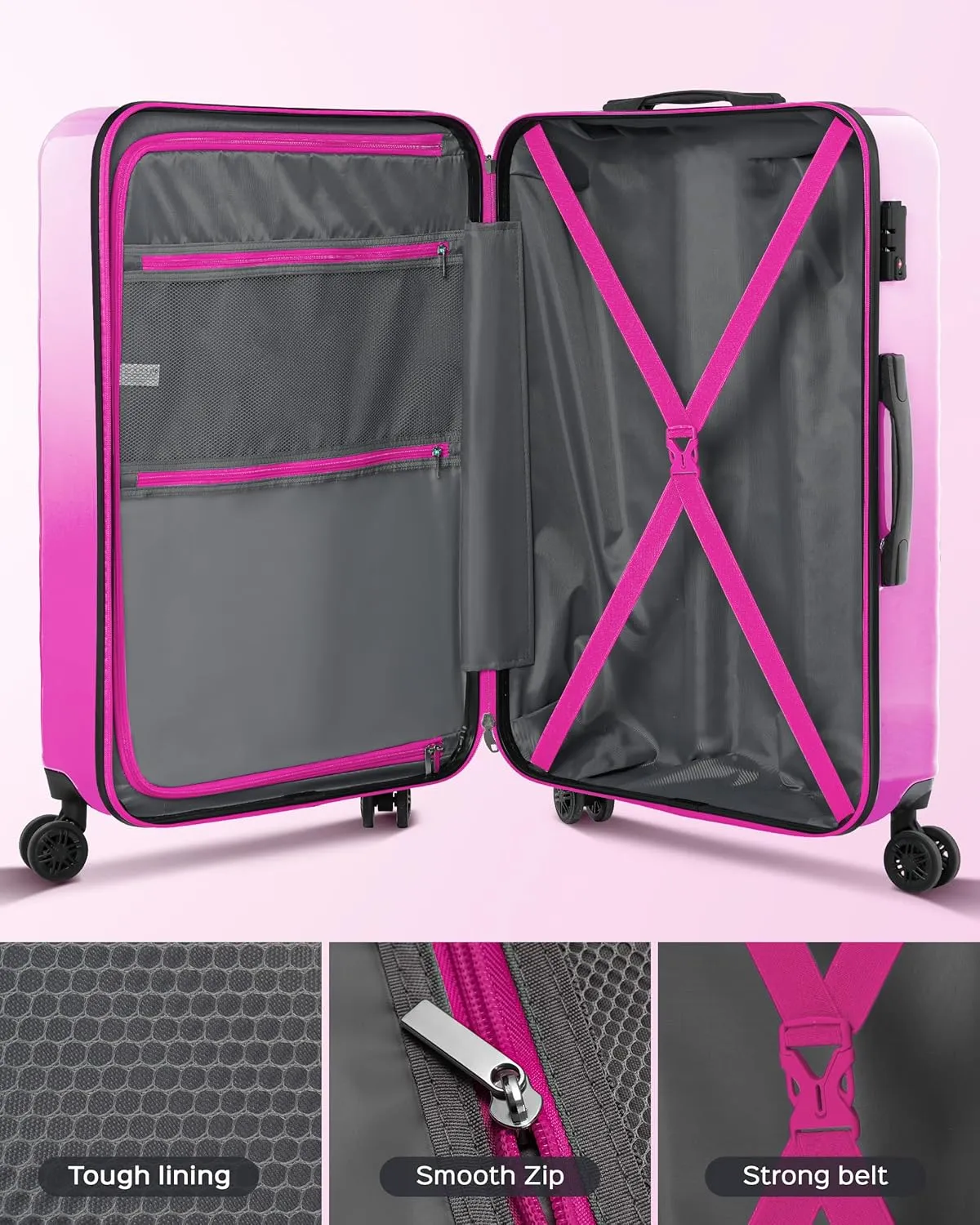 Suitour Carry on Suitcase Airline Approved, Hardside Lightweight Rolling Luggage for Women (20" Carry-on)