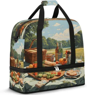 Summer Picnic Spread Travel Duffel Bag, Travel Essentials, Gym Bag for Women, Weekender Overnight Bag With Shoes Compartment, Carry On Bags for Airplanes
