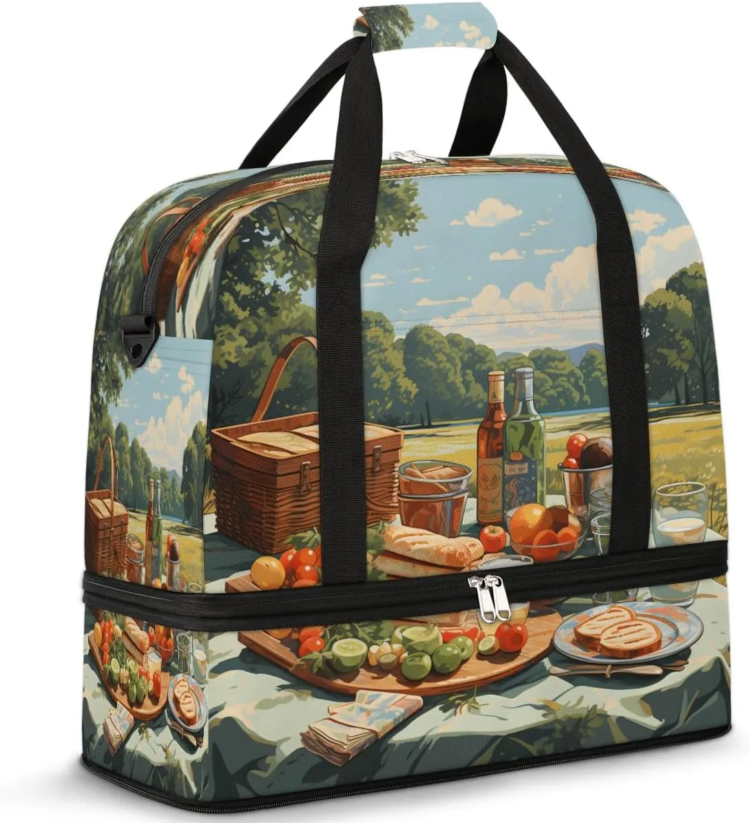 Summer Picnic Spread Travel Duffel Bag, Travel Essentials, Gym Bag for Women, Weekender Overnight Bag With Shoes Compartment, Carry On Bags for Airplanes