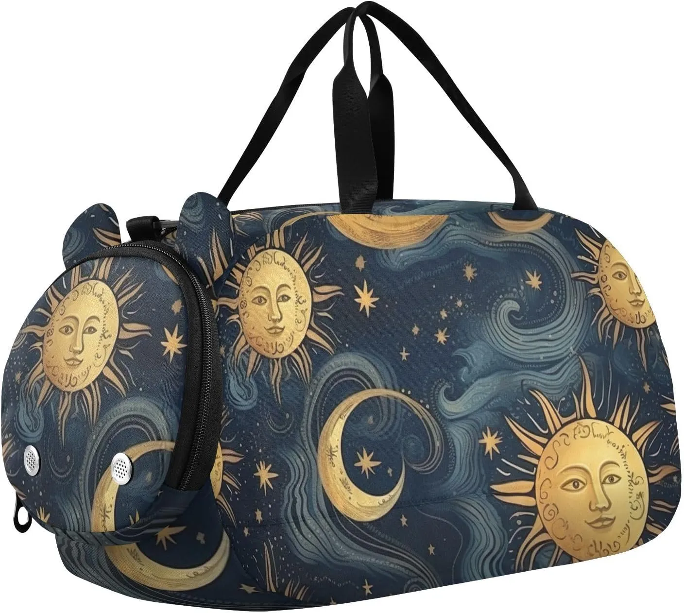 Sun and Moon Duffle Bag for Girl, Sports Duffle Gym Bags with Shoe Compartment, Personalized Overnight Bag Travel Weekender for Kids
