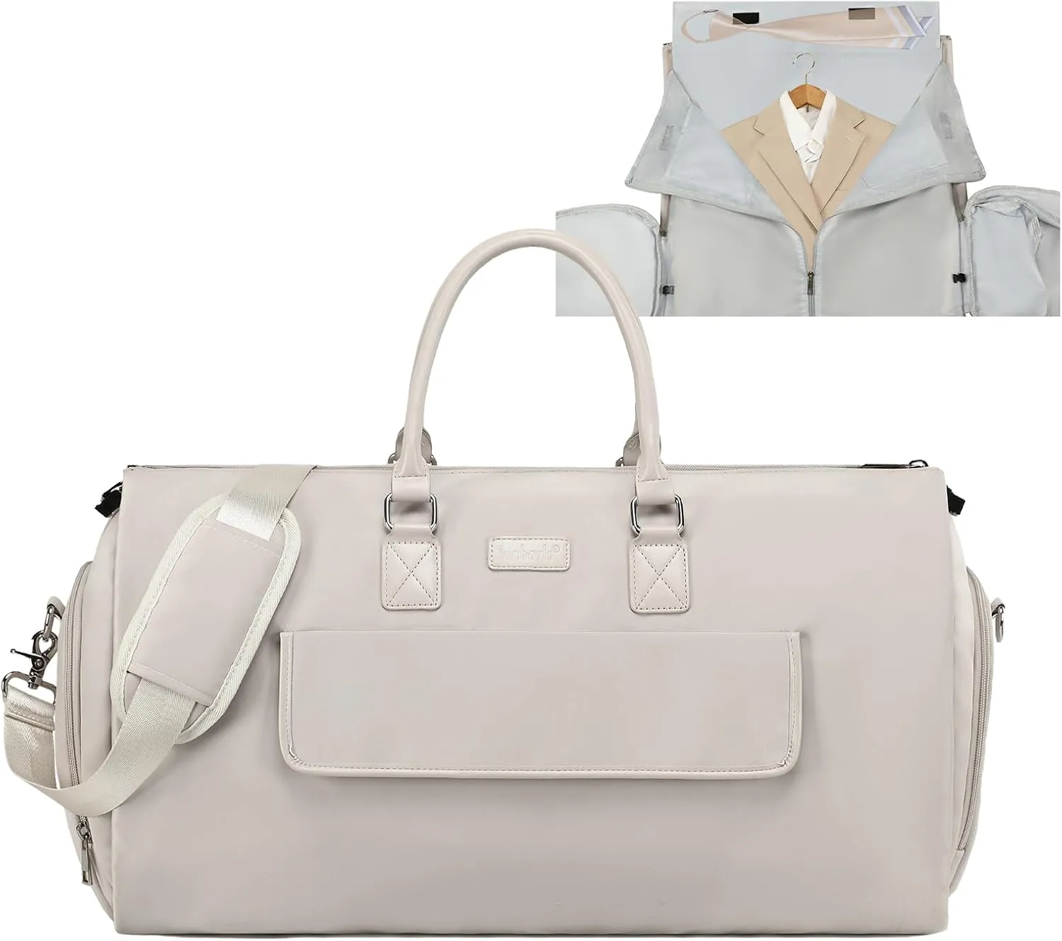 Sunborls Garment Bag for Travel – 2 in 1 Convertible Duffle Carry On Garment Bag, Suit Travel Bag for Men & Women, Ideal for Business, Interviews, Shows, Cruises & Formal Events Beige