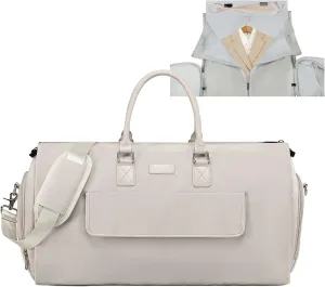 Sunborls Garment Bag for Travel – 2 in 1 Convertible Duffle Carry On Garment Bag, Suit Travel Bag for Men & Women, Ideal for Business, Interviews, Shows, Cruises & Formal Events Beige