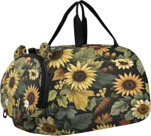 Sunflower Kids Overnight Sports Duffel Bags with Shoe Compartment & Wet Pocket Travel Sport Gym Bag for Girls Boys