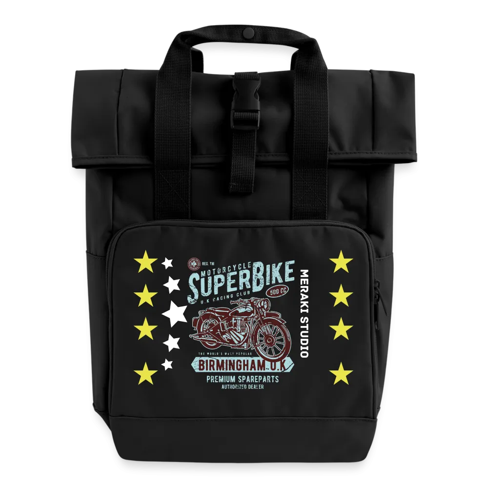 Super Bike Roll Top Backpack with Two Handles