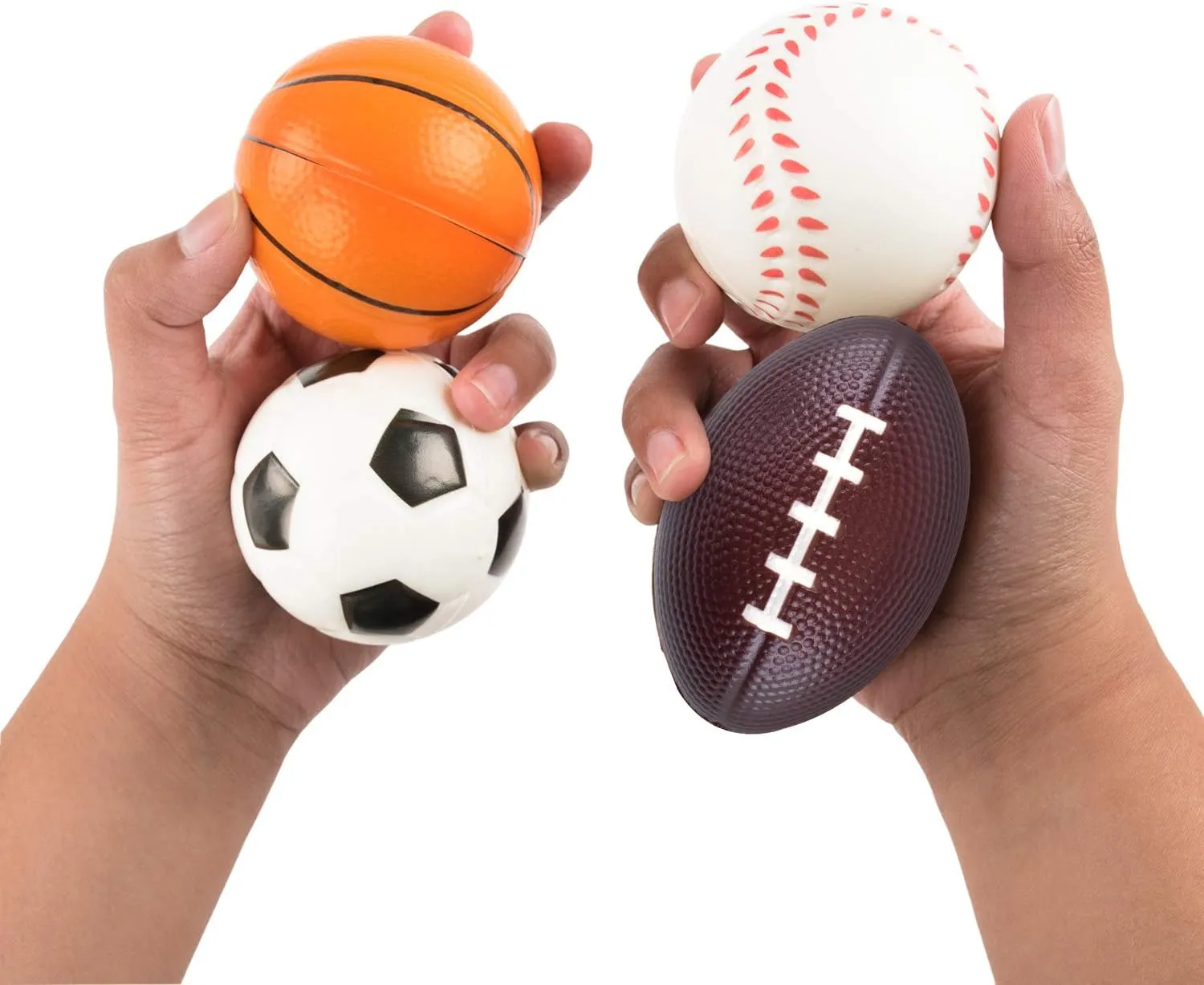 Super Z Outlet Mini Foam Sports Balls 24 Pack for Kids Adults Mini Baseball Football Basketball Soccer Stress Toy Game Party Decoration
