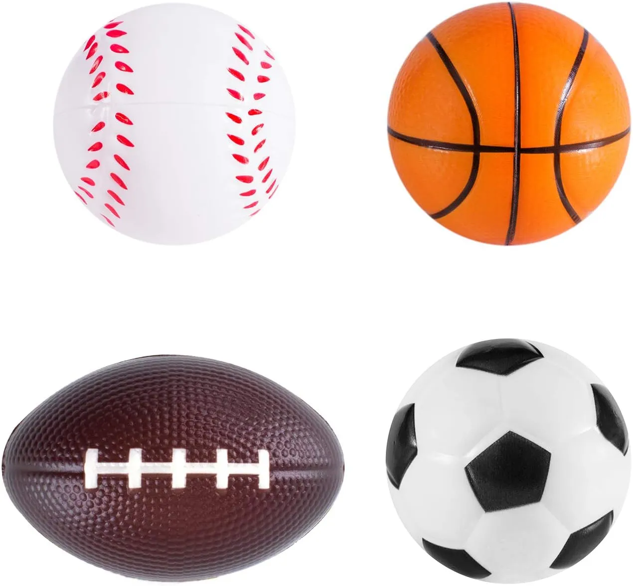 Super Z Outlet Mini Foam Sports Balls 24 Pack for Kids Adults Mini Baseball Football Basketball Soccer Stress Toy Game Party Decoration